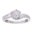 9ct White Gold 0.25ct Diamond Twist Cluster Ring