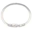 9ct White Gold Cubic Zirconia Heart Hinged Bangle