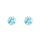 9ct Yellow Gold Aqua Cubic Zirconia Stud Earrings 3mm