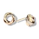 9ct Yellow, White And Rose Gold Knot Stud Earrings