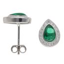 Silver Green Gemstone and Cubic Zirconia Cluster Earrings By Icesia
