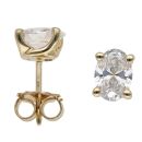 9ct Yellow Gold 2.00ct Oval Cut Lab Grown Diamond Solitaire Earrings