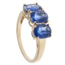 9ct Yellow Gold Created Sapphire Three Stone Ring