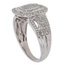 9ct White Gold 0.50ct Single and Baguette Cut Diamond Cluster Ring