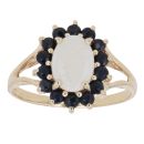 9ct Yellow Gold Opal and Sapphire Cluster Ring