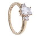 9ct Yellow Gold Cubic Zirconia Three Stone Ring