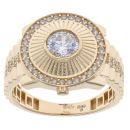 14ct Yellow Gold Cubic Zirconia Watch Style Signet Ring
