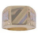 14ct Yellow and White Gold Patterned Signet Ring