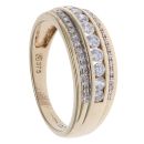 9ct Yellow Gold Cubic Zirconia Three Row Fancy Ring