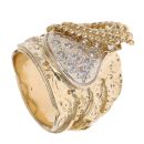 9ct Yellow Gold Cubic Zirconia Patterned Saddle Ring