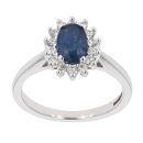 18ct White Gold Sapphire and Diamond Cluster Ring