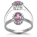 9ct White Gold 0.12ct Diamond & Pink Sapphire Ring