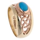 9ct Yellow and Rose Gold Clogau Turquoise Celtic Ring