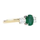 18ct Yellow Gold Diamond And Emerald 3 Stone Ring