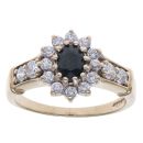9ct Yellow Gold Cubic Zirconia and Sapphire Cluster Ring