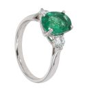 Platinum Emerald And Diamond Ring