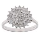 9ct White Gold 0.79ct Brilliant Cut Diamond Cluster Ring