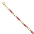 9ct Yellow Gold 0.20ct Single Cut Diamond and Ruby Bracelet 7.5"