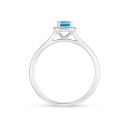 9ct White Gold Swiss Blue Topaz And 0.10ct Natural Diamond Halo Ring