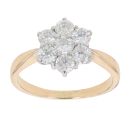 18ct Yellow Gold 1.00ct Brilliant Cut Diamond Cluster Ring