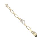 14ct Yellow Gold Cubic Zirconia Heart 5.5" ID Bracelet