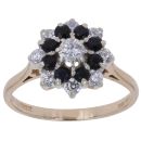 9ct Yellow Gold Sapphire And Cubic Zirconia Cluster Ring