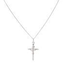 9ct White Gold Crucifix Pendant and Chain 18"