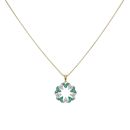 Gold Plated Silver Cubic Zirconia and Green Gemstone Pendant and Chain 18" By Icesia