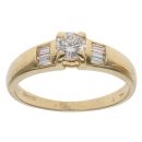 18ct Yellow Gold 0.50ct Brilliant and Baguette Cut Diamond Solitaire Ring