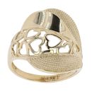 14ct Yellow Gold Heart Patterned Swirl Ring