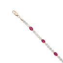 9ct Yellow Gold Cubic Zirconia and Created Ruby Fancy Bracelet 7"