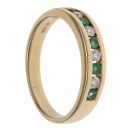18ct Yellow Gold 0.15ct Brilliant Cut Diamond and Emerald Eternity Ring
