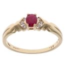 18ct Yellow Gold 0.12ct Diamond and Ruby Single Stone Ring