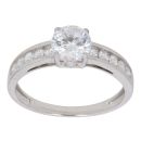 9ct White Gold Cubic Zirconia Solitaire Fancy Ring