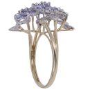 9ct Yellow Gold 0.05ct Diamond and Tanzanite Floral Cluster Ring