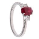 Platinum 0.20ct Diamond and Ruby Three Stone Ring