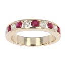 9ct Yellow Gold Diamond And Ruby Half Eternity Ring by Anya Belle