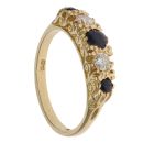 18ct Yellow Gold 0.25ct Brilliant Cut Diamond and Sapphire Five Stone Ring