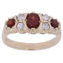 9ct Yellow Gold Garnet and Cubic Zirconia Cluster Ring