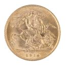 1914 George V Large Head UK Half Sovereign Coin