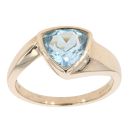 9ct Yellow Gold Created Blue Topaz Triangular Ring