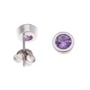 925 Sterling Silver Amethyst Solitaire Stud Earrings