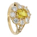18ct Yellow Gold Diamond And Yellow Sapphire Cluster Ring