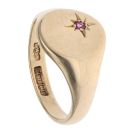 9ct Yellow Gold Ruby Solitaire Signet Ring