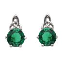 Silver Green Gemstone Celtic Stud Earrings By Icesia