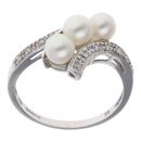 9ct White Gold 0.10ct Diamond and Pearl Fancy Ring
