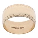 9ct Yellow Gold Patterned Edge Wedding Band 9.8mm