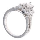 Vera Wang Platinum 1.20ct Emerald Baguette and Brilliant Cut Diamond Cluster Ring