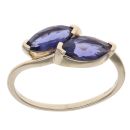 9ct Yellow Gold Lolite Two Stone Ring