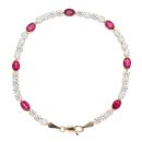 9ct Yellow Gold Cubic Zirconia and Created Ruby Fancy Bracelet 7"